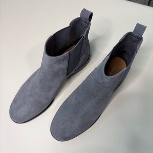 Talbots Gray Suede Chelsea Ankle Boots Low Heel Pull On Size 8